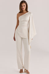 Oyster Satin Relaxed Fit Trousers