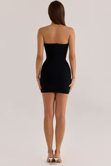 Black Strapless V Waist Bandage Mini Dress