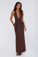 The Perfect Excuse Halter Maxi Dress Brown