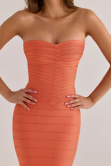 Papaya Strapless V Waist Bandage Maxi Dress