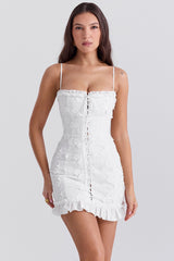 White Cotton Broderie Anglais Mini Dress