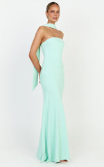 Lolly Maxi Dress - Strapless Bias Column Dress with Scarf in Mint