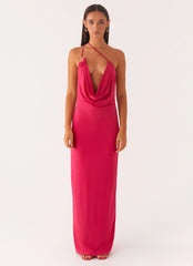 Jayla One Shoulder Maxi Dress - Fuchsia