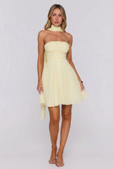 Hot Girl Holiday Strapless Mini Dress Yellow
