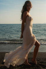 Almond Georgette Hand Beaded Shell Embellished Maxi Dress - Limited Edition
