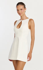 Lux Mini Dress - Front Keyhole A Line Dress in White
