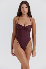 Cacao Gathered Swimsuit