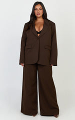 Selena Pants - High Waisted Wide Leg Tailored Pants in Brown