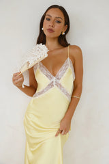 Ultimate Love Satin Slip Maxi Dress Yellow