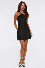 Wink This Way Satin Mini Dress Black