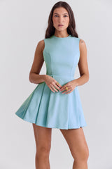 Tuscan Blue Twill Mini Dress