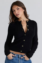 Black Cashmere + Wool Cardigan