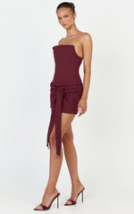 Gigi Top - Strapless Square Neck Corset Top in Wine