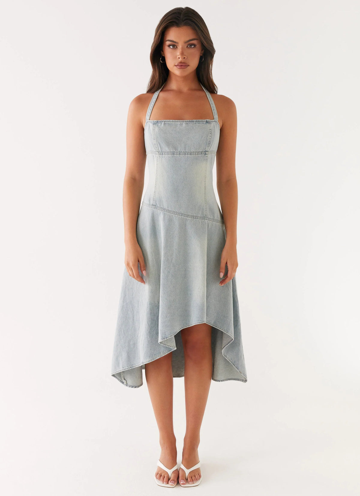 Tanisha Denim Midi Dress - Washed Blue