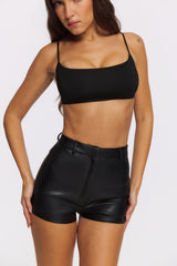 Black Vegan Leather Mini Shorts