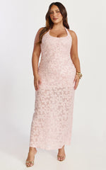 Benny Maxi Dress - Halter Neck Backless Bodycon Dress in Pink