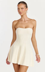 Roselisse Mini Dress - Strapless Sweetheart Fit & Flare Mini Dress in Cream