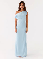 Heart Of Glass Satin Maxi Dress - Blue