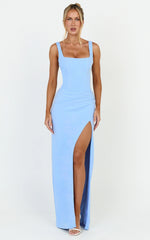 Amara Maxi Dress - Corset Bodice Lace Up Dress in Blue