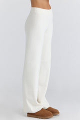 Ivory Merino Wool Knit Trousers