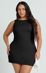 Bindi Boat Neck Bodycon Mini Dress in Black