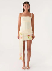 Syna Sash Mini Dress - Soft Lily