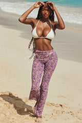 Violet Floral Cutout Trousers