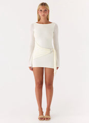 Niella Long Sleeve Wrap Mini Dress - Ivory