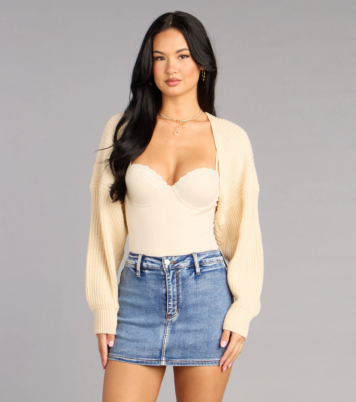Sweet And Cozy Oversized Knit Sweater Bolero