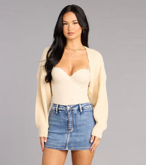 Sweet And Cozy Oversized Knit Sweater Bolero