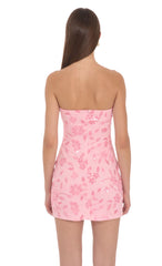Floral Embellished Mini Dress in Pink