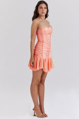 Sorbet Satin Strapless Mini Dress