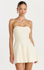 Roselisse Mini Dress - Strapless Sweetheart Fit & Flare Mini Dress in Cream