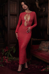Red Lace Maxi Dress