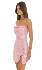 Strapless Sequin Mini Dress in Pink