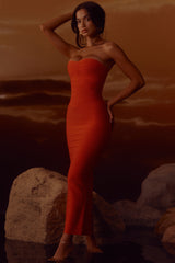 Saffron Strapless V Waist Bandage Maxi Dress