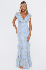 Romantic Bloom Maxi Dress Blue