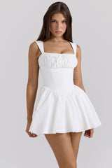 White Cotton Mini Dress With Bloomers