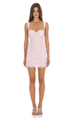 Lace Mini Dress in Blush Pink