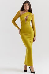 Chartreuse Plunge Maxi Dress