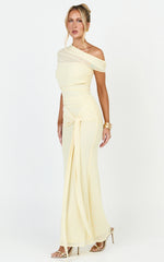 Nicolette Maxi Dress - Cape Sleeve Off Shoulder Dress in Yellow