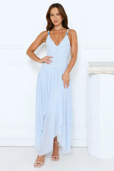 Wave Whisper Mesh Maxi Dress Blue