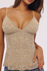 Vintage Ivory Hand-beaded Embellished Camisole Top - Limited Edition