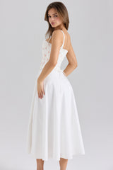 Rose Print Cotton Detachable Corset Midi Sundress