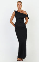 Vance Maxi Skirt - Linen Back Split Skirt in Black