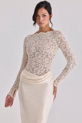 Vintage Ivory Lace Long Sleeve Bodysuit