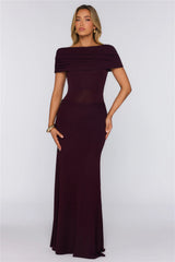 Darling Party Off Shoulder Maxi Dress Wine