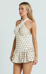 Elise Mini Dress - Keyhole Halter Dress in White