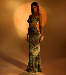 Angelique Abstract Print Mermaid Formal Dress