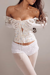 White Posy Print Top